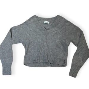 NAADAM Gray Cropped V-Neck Sweater XS